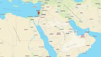 Map of the eastern Mediterranean with a marker on Beirut, Lebanon, and surrounding countries (Israel, Jordan, Syria, Egypt).